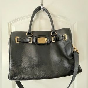 Michael Kors black leather satchel tote